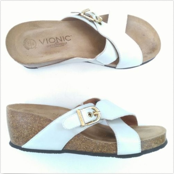 Vionic Size 8 Danette Slide Platform Sandals White - Picture 1 of 8